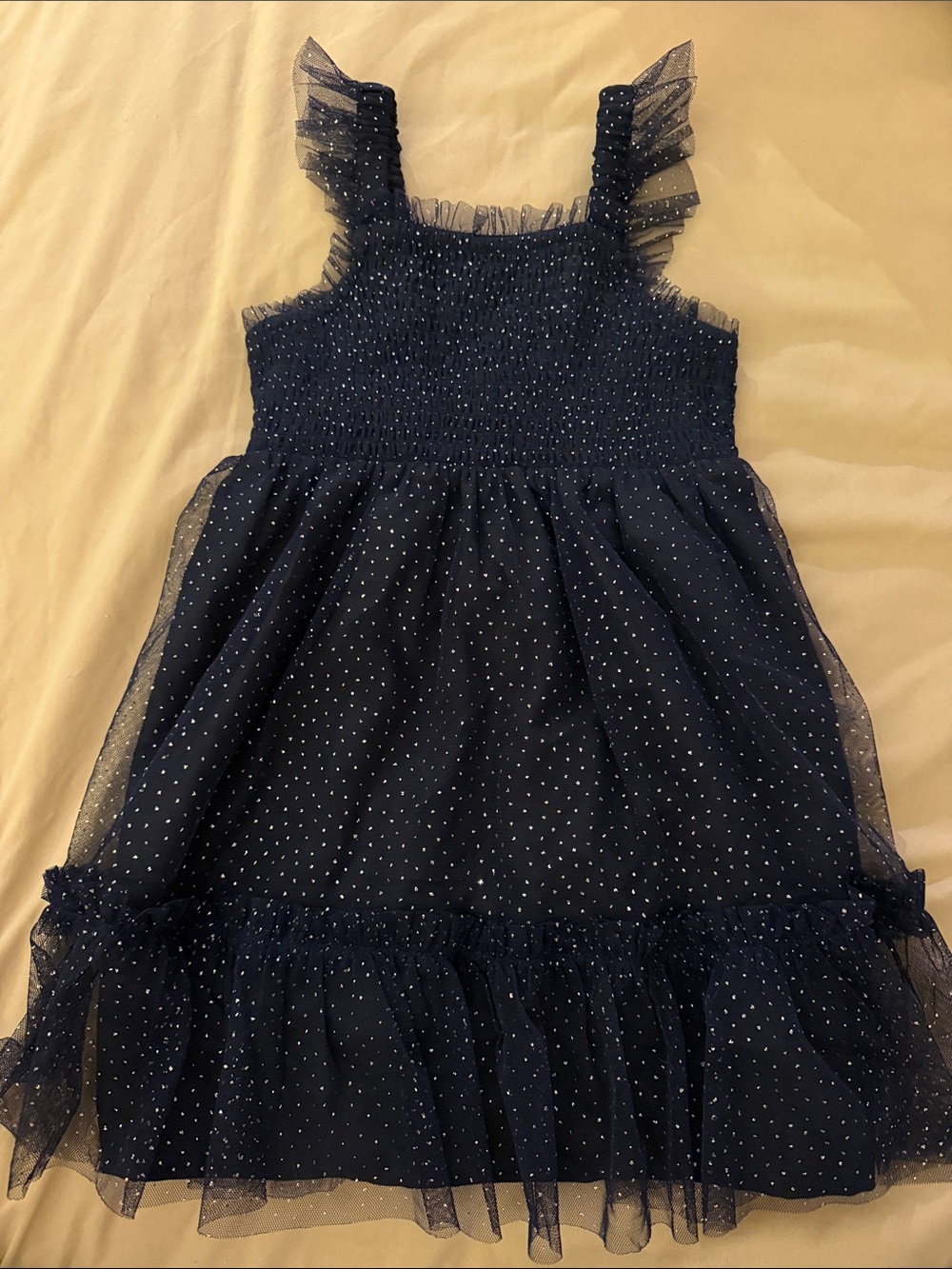 Crewcuts Navy and White Dot Tulle Dress